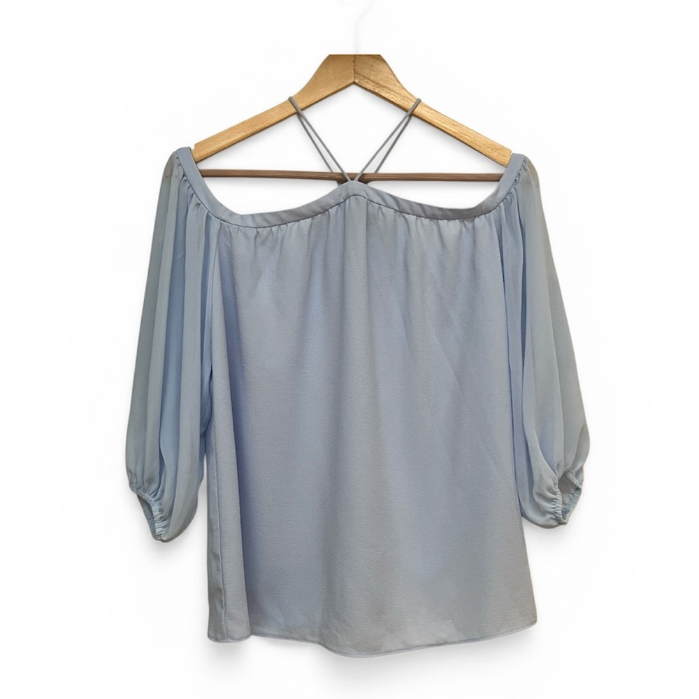 NWT 1. State light blue off the shoulder halter blouse XS